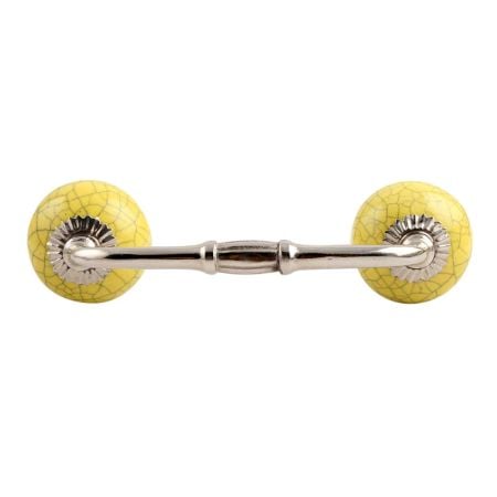 Yellow Black Crackle Ceramic Bridge Handle
